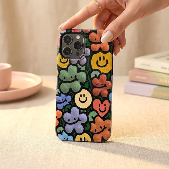 Smiley Flower Tough Phone Case for Apple iPhone 11, 12 & 13 Mini Models