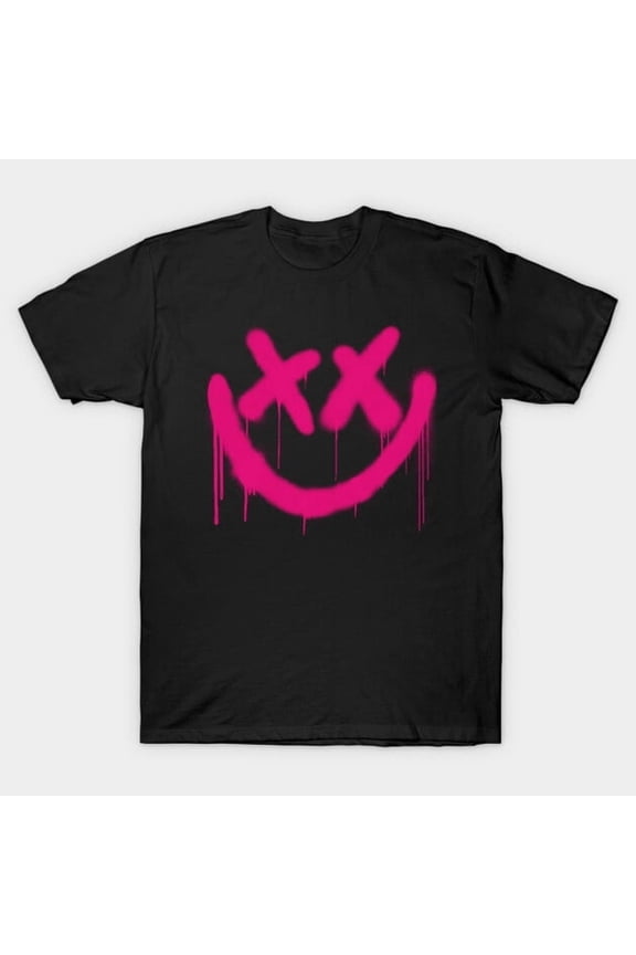 Smiley Graffiti Street Art Style Urban Happy Face Acid House Rave 90s Unisex T-Shirt Y0151, Up to Size 5XL
