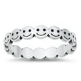 thumbnail image 1 of Smiley Happy Face Eternity Promise Ring .925 Sterling Silver Band Jewelry Female Male Unisex Size 8, 1 of 4