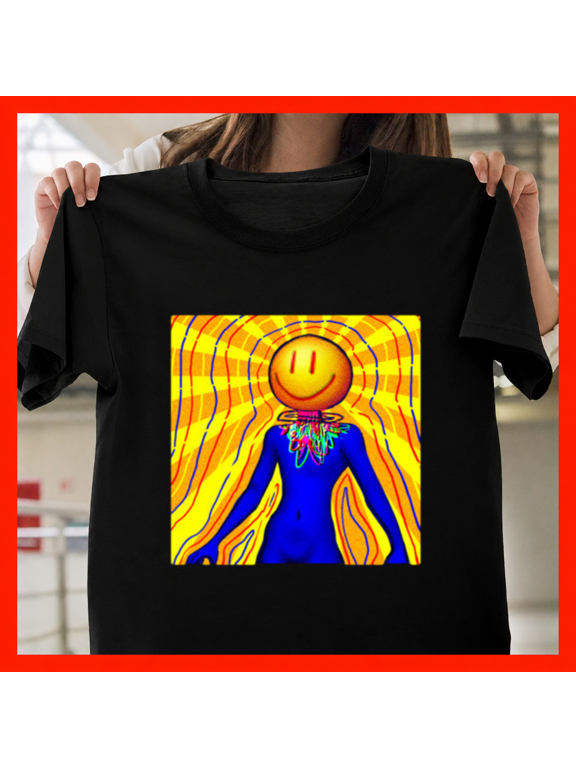 Smiley Head Melting Acid Psychedelic Streetwear Happy Face Art Unisex T-Shirt, up to size 5XL