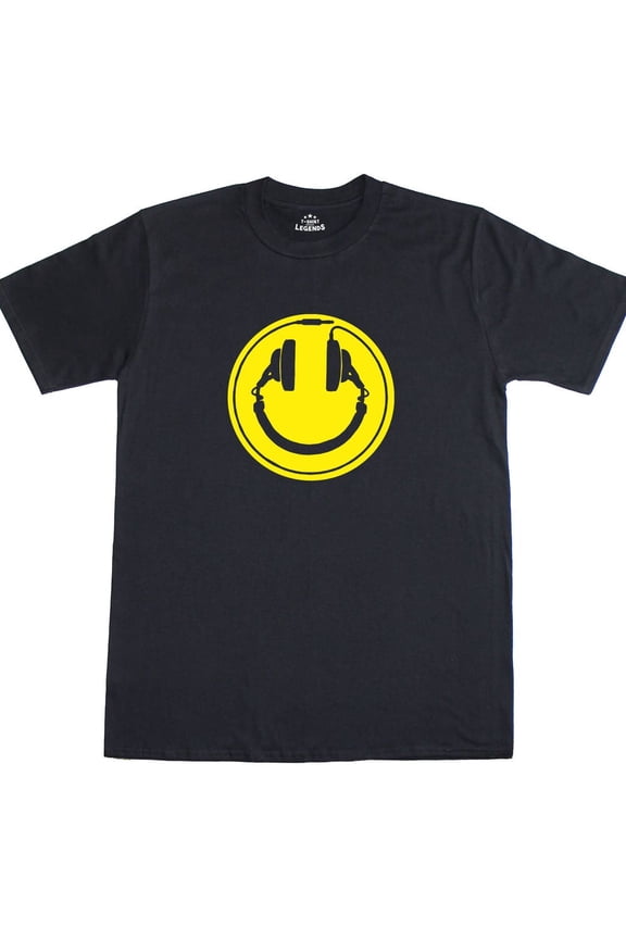 Smiley Headphones Dj Club Rave Funny Mens T-Shirt