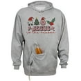 thumbnail image 1 of Smiley Jesus Is the Reason Christmas Beer Holder Tailgate Hoodie Sweatshirt Unisex 2X-Large Oxford, 1 of 4