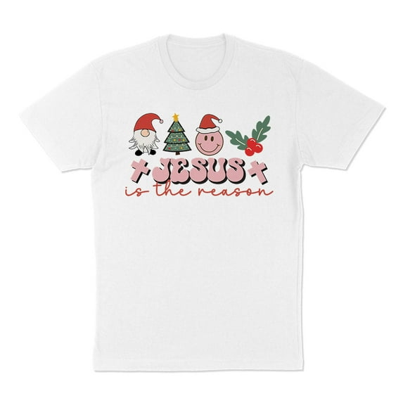 Smiley Jesus Is the Reason Christmas Shirt Unisex Large White