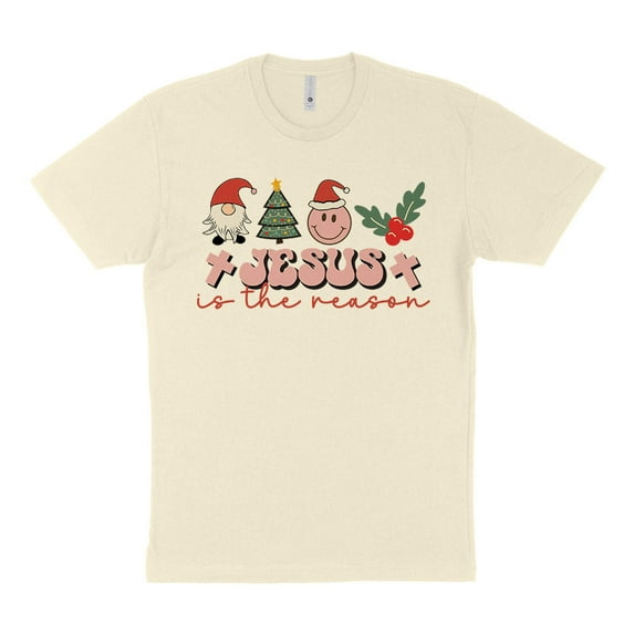 Smiley Jesus Is the Reason Christmas Shirt Unisex Small Natural