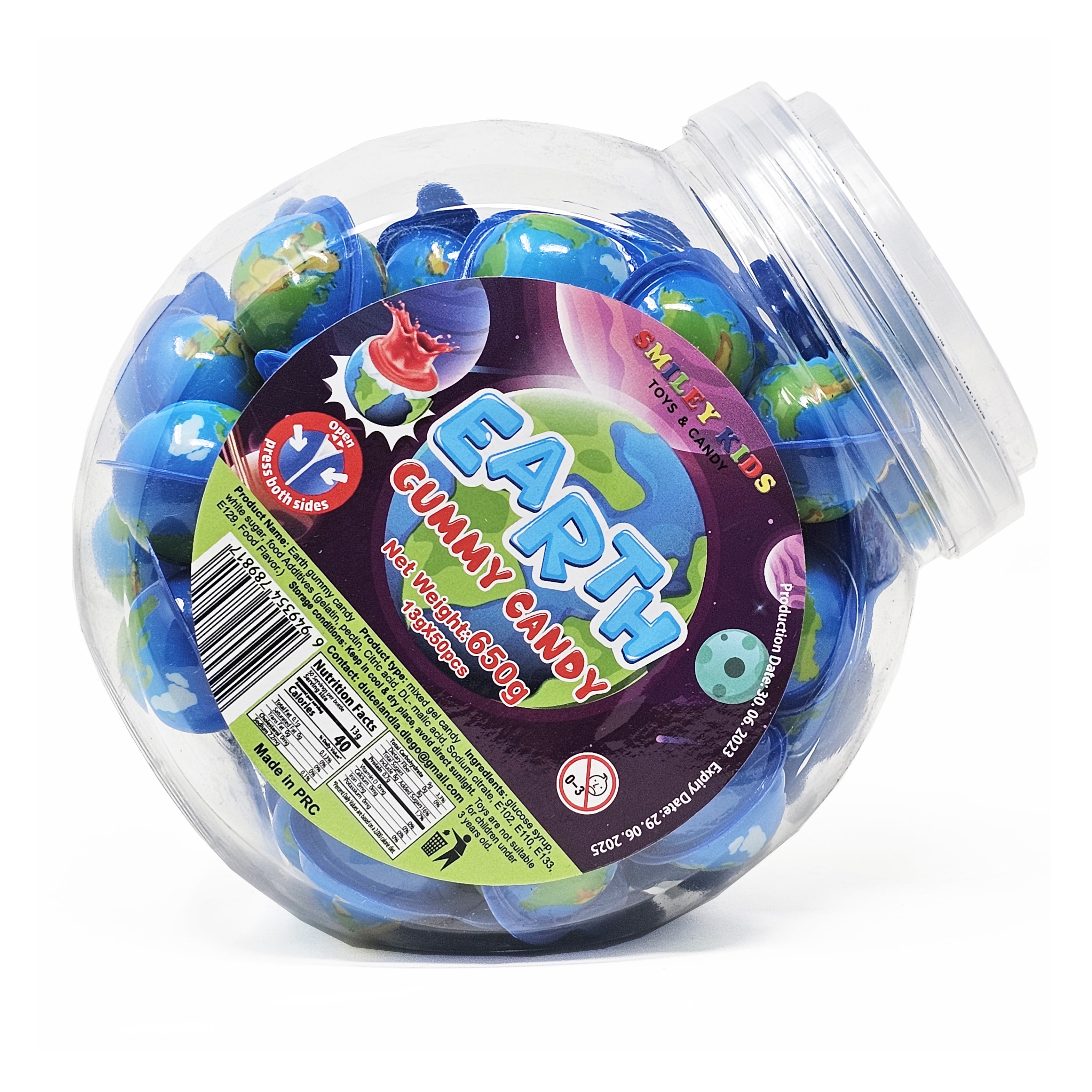 Smiley Kids Earth Gummy Candy 50 Units of Sweet, EarthShaped Treats