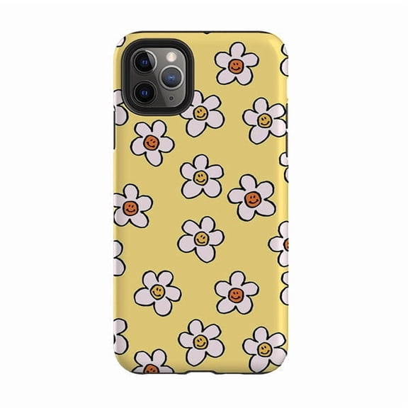 Smiley Mellow Yellow Groovy Phone Case for iPhone 16 15 14 13 12 11 Pro Max