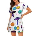 thumbnail image 1 of Smiley Mushroom Women'S Nightgown Sleepwear Short Sleeves Nightshirt Loose Comfy Pajama 3x-Large, 1 of 8