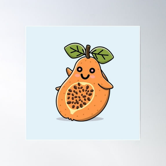 Smiley Papaya Poster Wall Art, Modern Wall Decor For Living Room Bedroom, 30x30 UNFRAMED