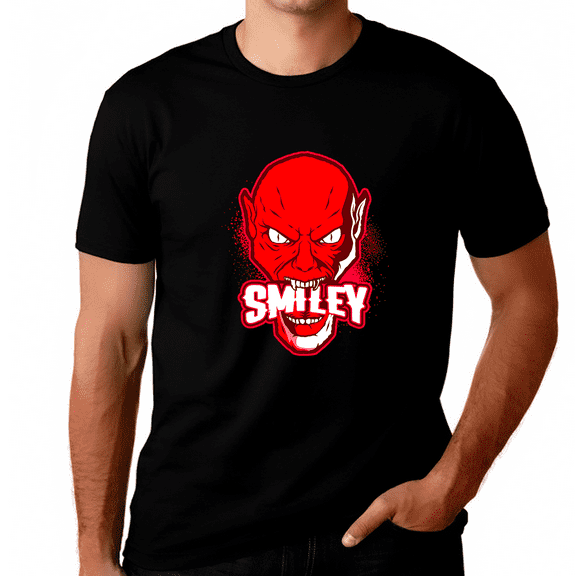 Smiley Skull Plus Size Halloween Shirts for Men Big and Tall Skeleton Halloween Costumes for Plus Size Men