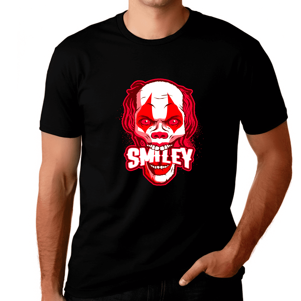 Smiley Skull Shirt Big & Tall Halloween Tshirt Plus Size Clown Shirt