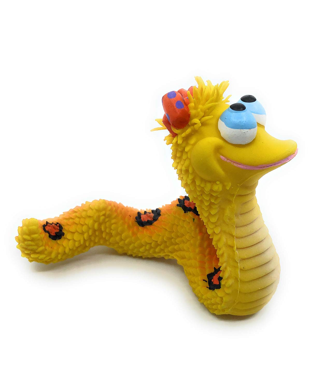 Smiley Snake Sensory Squeaky Rubber Dog Toy for Small & Medium Dogs
