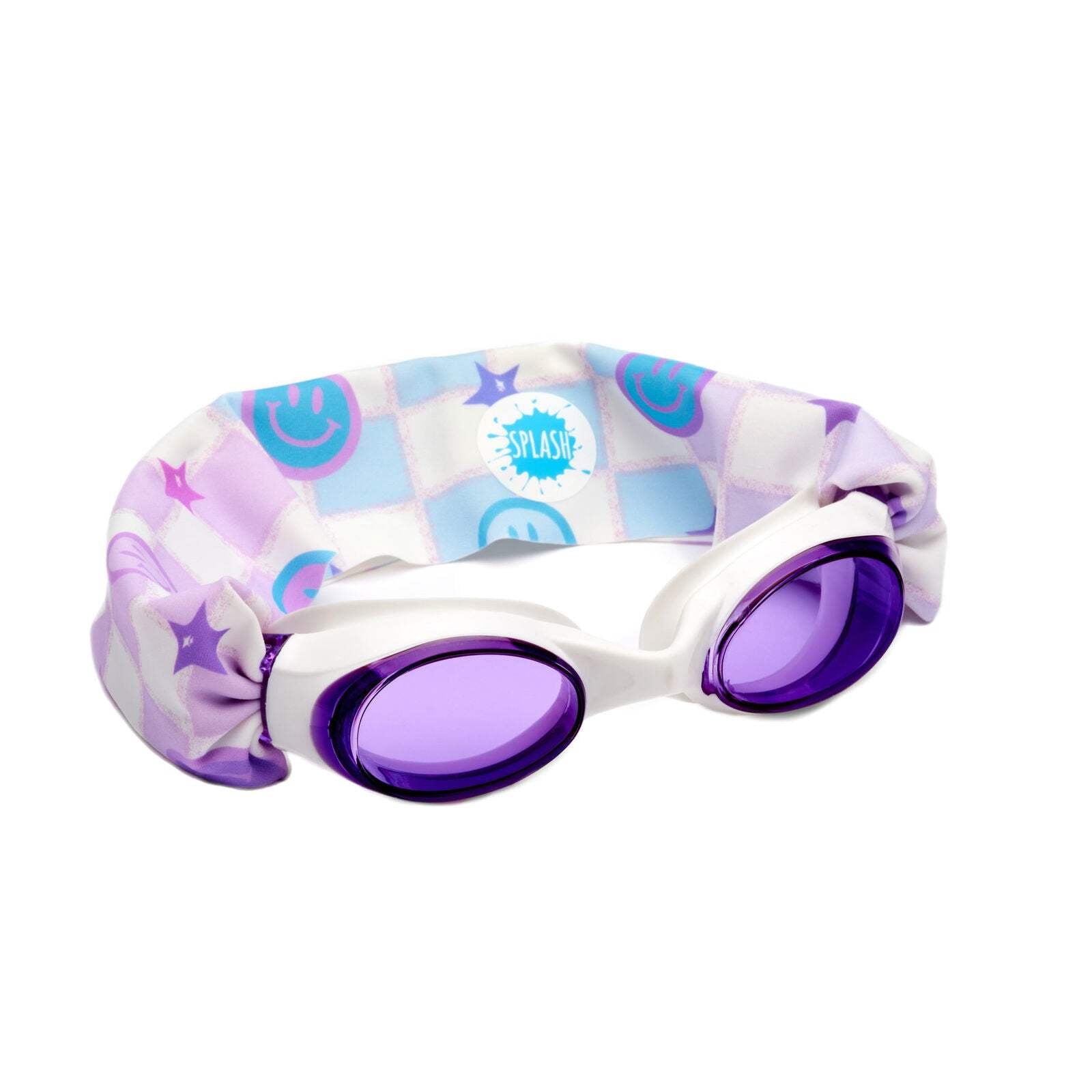 Bling2O Smiley Face Emoji Swim Goggles - Polarized UV Protection, Anti-Fog, For Kids & Teens (Yellow)
