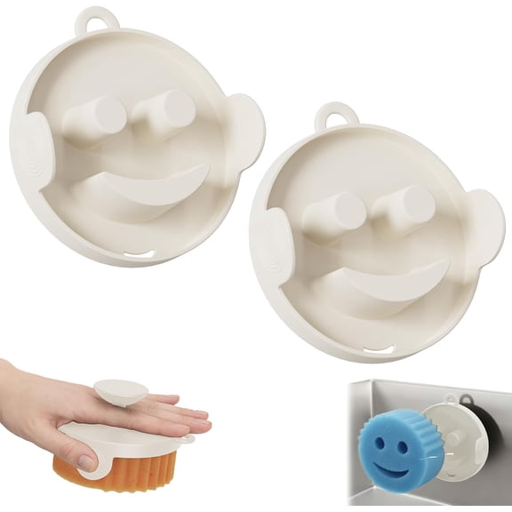 Smiley Sponge Holder Easy-Grip Handle Magnetic Storage for Kitchen Sink