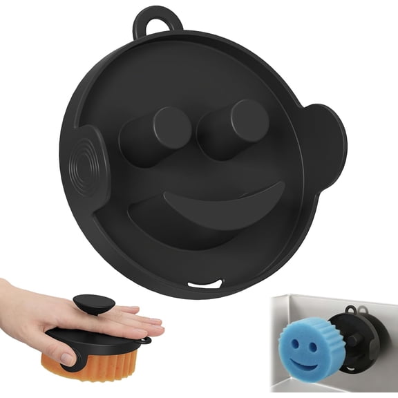 Smiley Sponge and Dish Wand Holder with Magnetic Storage for Kitchen Sink