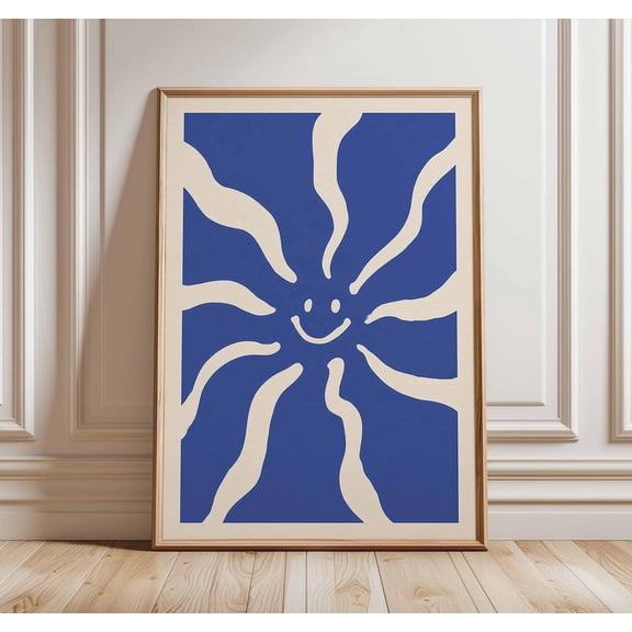 Smiley Sun Bold Minimalist Modern Abstract Sunshine Playful Decor, Unframed Canvas