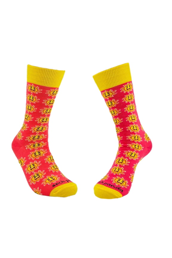 Smiley Sun Face Patterned Sock Panda (Adult Medium - Women's Shoe Sizes 5-10)