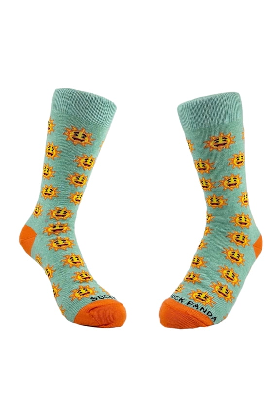 Smiley Sun Face Patterned Sock Panda (Adult Small - Shoe Sizes 2-5)