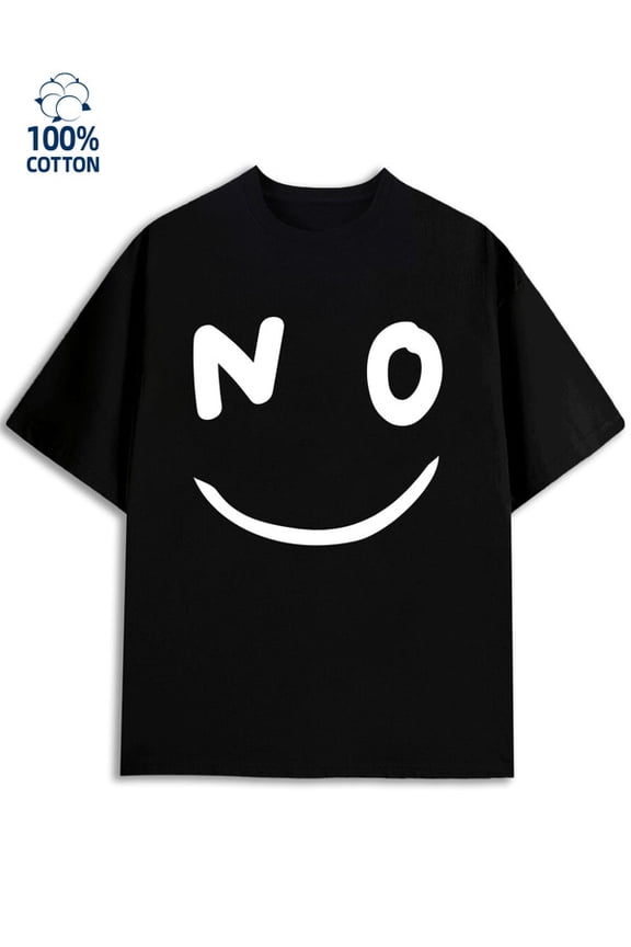 Smiley No T-Shirt mens 180G 100% Cotton black Retro Unisex Shirt Short Sleeve tshirts Vintage Unisex Shirt Cotton tshirts Classic Unisex Shirt Graphic tshirts Vintage Unisex Shirt Crewneck tshirts