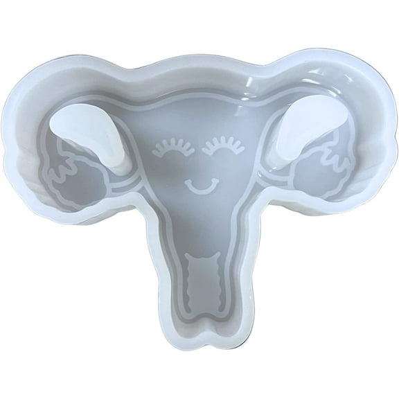 Smiley Uterus Car Freshie Silicone Mold  4 x 2.5 x 0.08 inches for Scented Aroma Beads Car Candle, Soap Oven Safe to 450 F Bake Heat Resistant Female Girl Power Woman Feminist Reproductive Rights