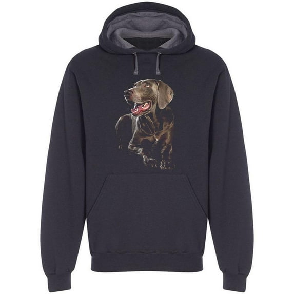 Smiley Weimaraner Laid Down Hoodie Men -Image by Shutterstock, Male XX-Large