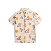 SmileyWorld Boys Graphic Button Up Resort Shirt with Short Sleeves, Sizes 4-18