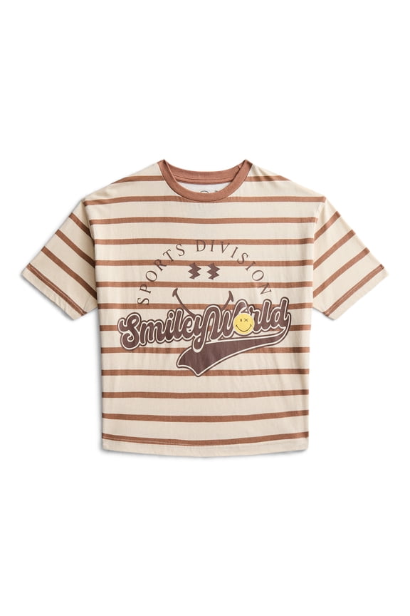 Boys' Striped Cotton Graphic Tee with Short Sleeves, Sizes XS-2XL