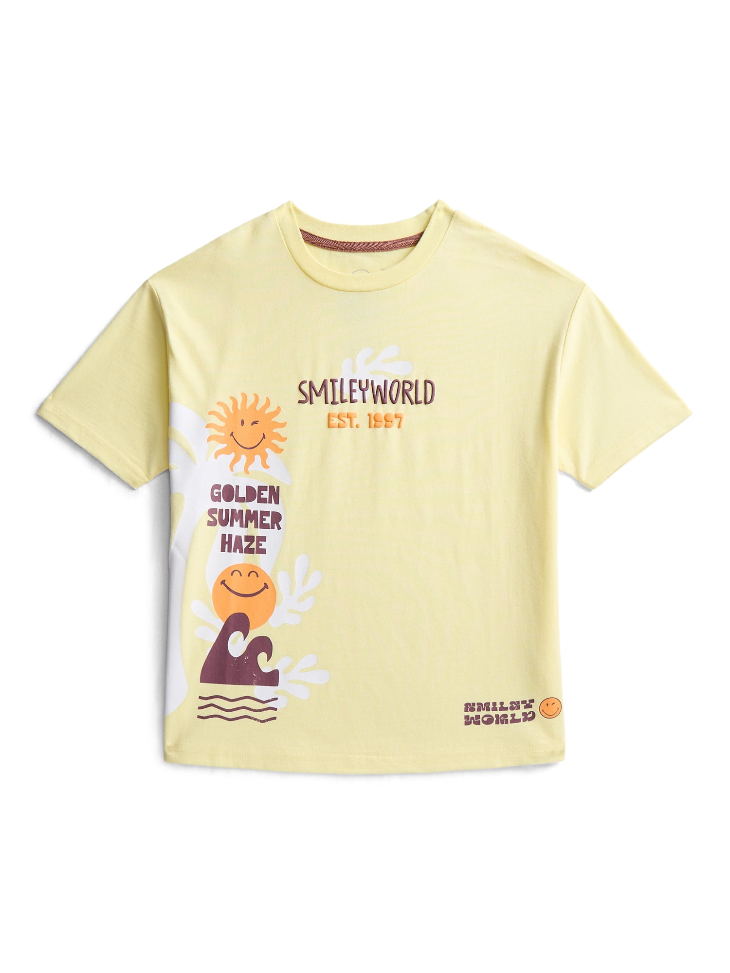 SmileyWorld Boys' Cotton Graphic Oversized Tee with Short Sleeves, Sizes XS-2XL