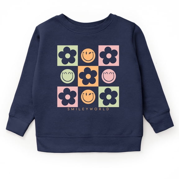 SmileyWorld Checkered Floral Smile - Youth Graphic Sweatshirt
