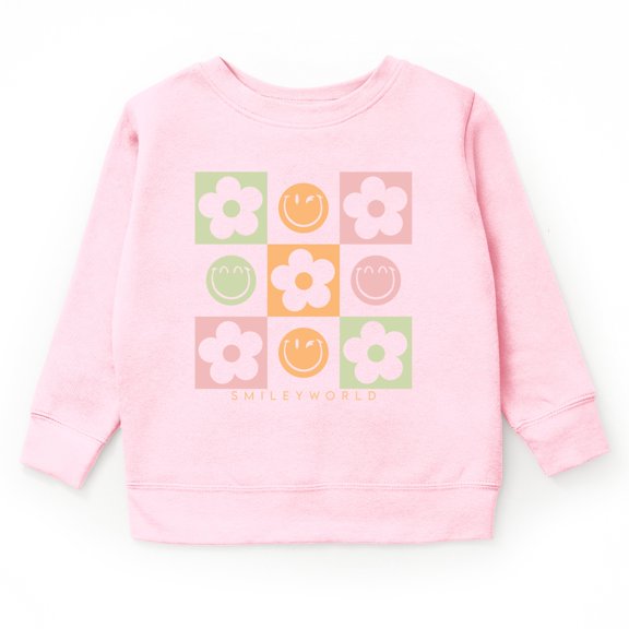 SmileyWorld Checkered Floral Smile - Youth Graphic Sweatshirt