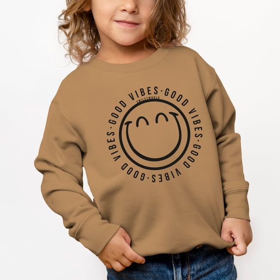 SmileyWorld Good Vibes Outline - Toddler Graphic Sweatshirt