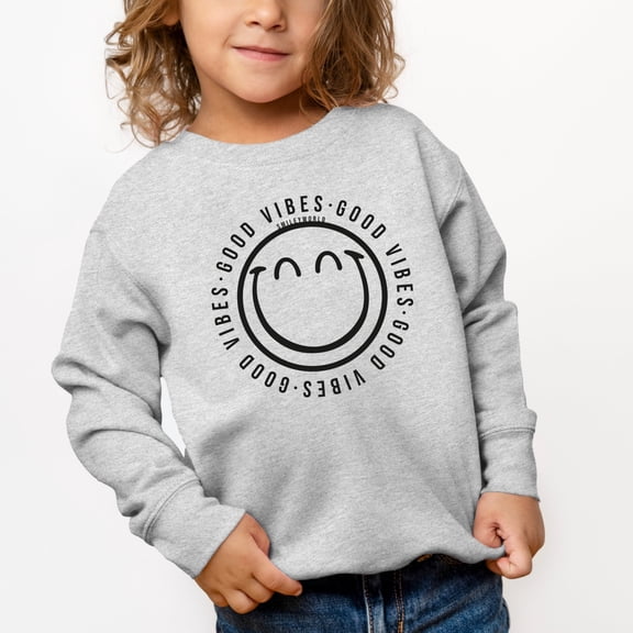 SmileyWorld Good Vibes Outline - Toddler Graphic Sweatshirt