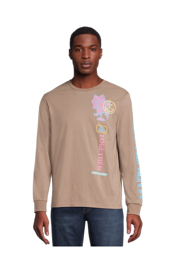 World Men's Printed Tee with Long Sleeves, Sizes S-XL