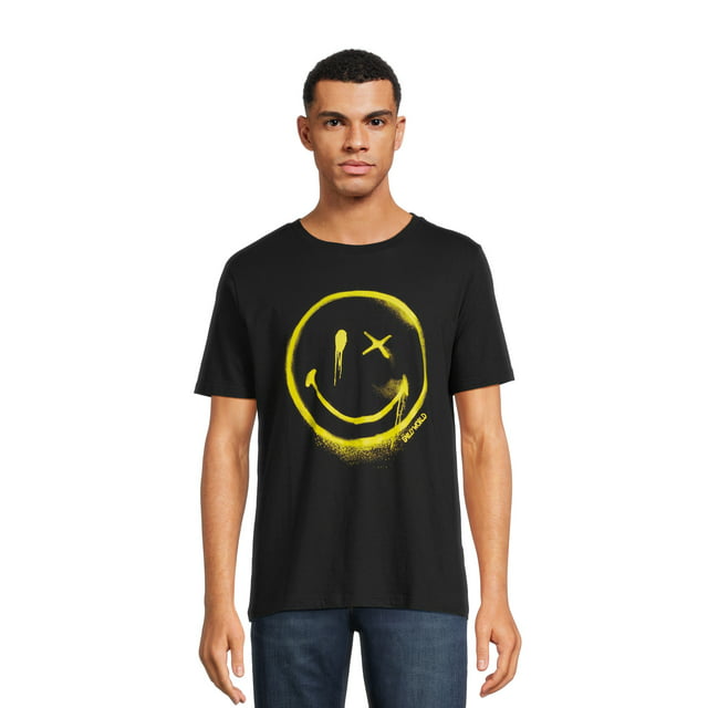 Smileyworld Men's and Big Men's Spray Paint Smiley Face Graphic Tee ...