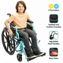 Smilez Pediatric Wheelchair 2.0, Lightweight Foldable Wheelchair for Kids Includes Cushion , Seat Belt and Anti-Tippers