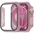 thumbnail image 1 of moogdieeo 2 Pack Case Built in Tempered Glass Screen Protector Compatible with Apple Watch Series 9 /Series 8/Series 7 41mm, Hard PC Case Overall Protective Cover- 1 Rose Gold + 1 Transparent, 1 of 12