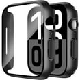 thumbnail image 1 of Smiling 2 Pack Case Built in Tempered Glass Screen Protector Compatible with Apple Watch Series 10 46mm, Hard PC Case Overall Protective Cover- Black, 1 of 11