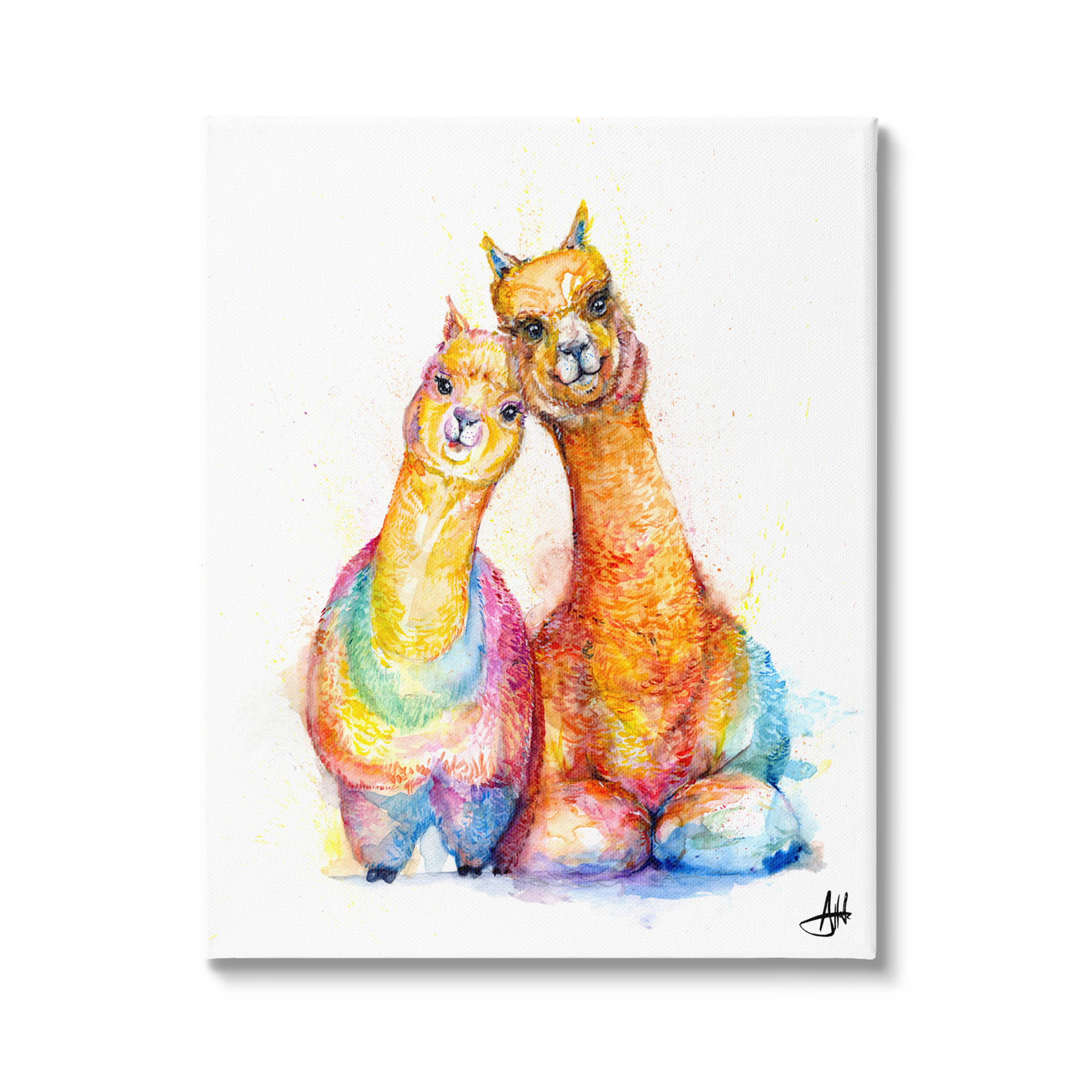 Smiling Alpacas Rainbow Animals Animals & Insects Graphic Art Gallery Wrapped Canvas Print Wall Art