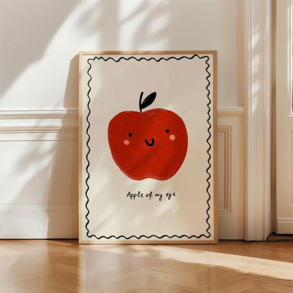 Smiling Apple NurseryRoom Fruit Wall Art, Unframed Poster