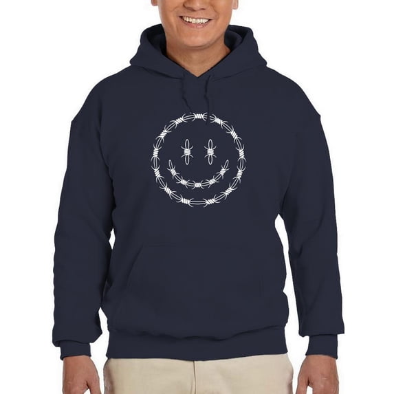 Smiling Barb Wire Face Hoodie Men -Image by Shutterstock, Male XX-Large