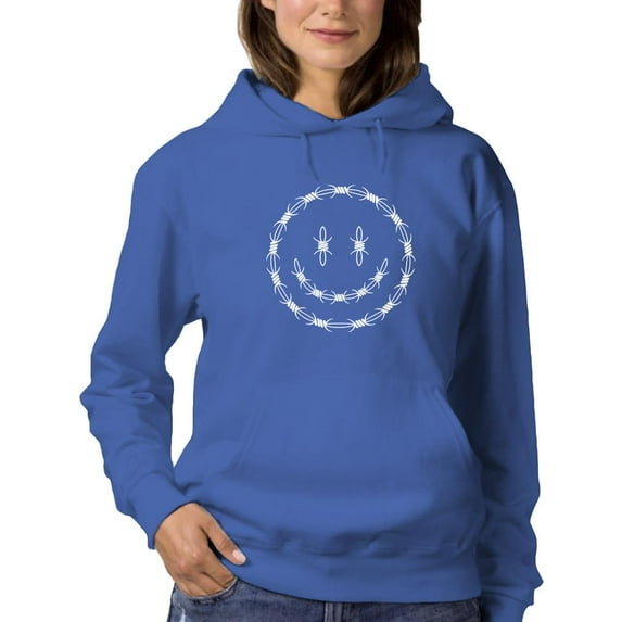 Smiling Barb Wire Face Hoodie Women -Image by Shutterstock, Female Medium