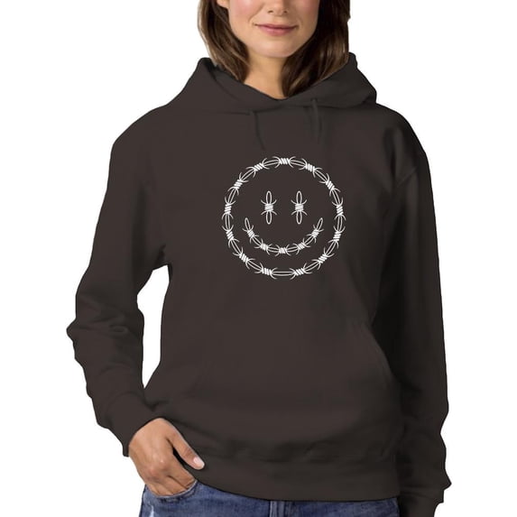 Smiling Barb Wire Face Hoodie Women -Image by Shutterstock, Female Small