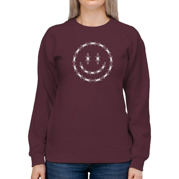 Smiling Barb Wire Face Sweatshirt Women -Image by Shutterstock, Female 3X-Large