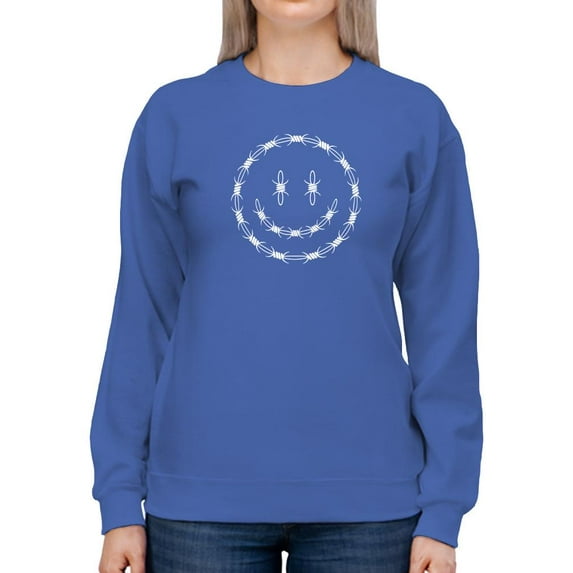 Smiling Barb Wire Face Sweatshirt Women -Image by Shutterstock, Female Large