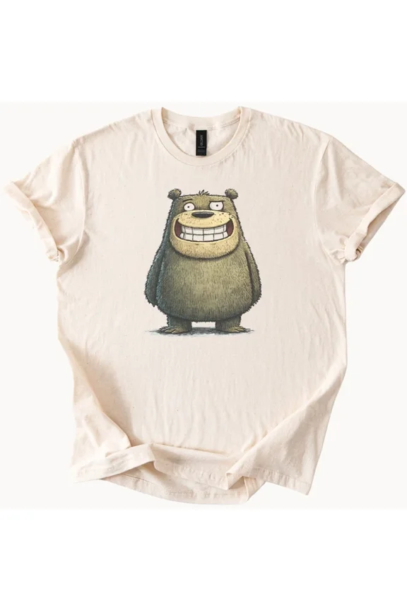 Smiling Bear Cartoon Graphic T Shirt Cute Animal Art Tee Shirt Size S-5Xl Heygategoo Tee