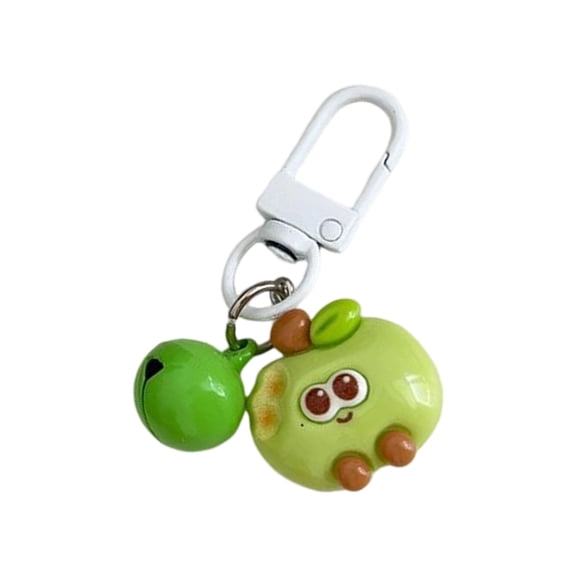 Smiling Bitten Fruit Keyring With Delicate Bells Noise Vibrant Resin Key Holder For Backpacks Phone Charm