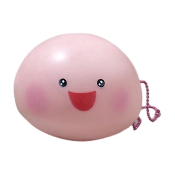Smiling Bun Face Squishy, Realistic Food-Shaped Slow Rising Decompression Squeeze Fidget, Stress Relief Sensory Novelty for Office Desk, Fun Steamed Bun Collectible Gift,Pink