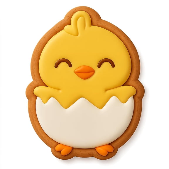 Smiling Chibi Chick in Egg Cookie Cutter & Stamp - 4x3