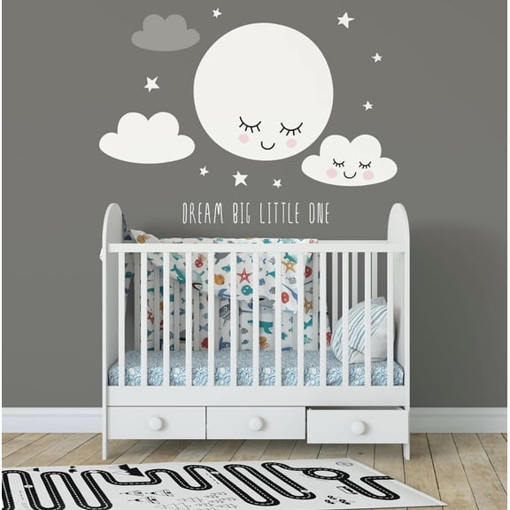 Smiling Cloud and Moon Wall Decal
