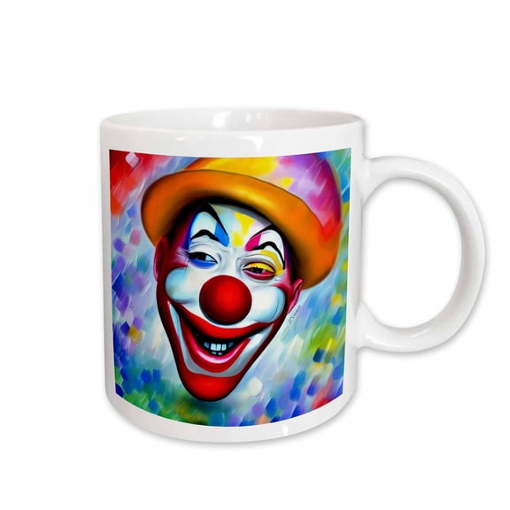 3drose, Smiling Clown in Orange Hat. Colorful Background. Funny Digital Art, 11oz Mug