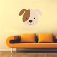 thumbnail image 1 of Smiling Cute Dog Brown White Animal Cartoon Character Wall Art Decal Vinyl Sticker Girls Boys Room Bedroom Nursery Kindergarten House Home Decor Removable Adhesive Sticker Peel and Stick 40x20 inch, 1 of 1